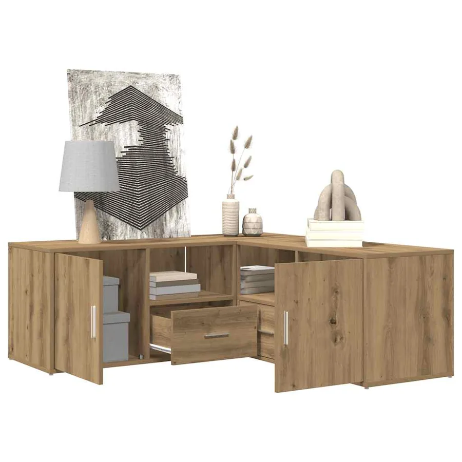 Armoire d'angle chêne artisanal 200x40x45 cm bois d'ingénierie - 4