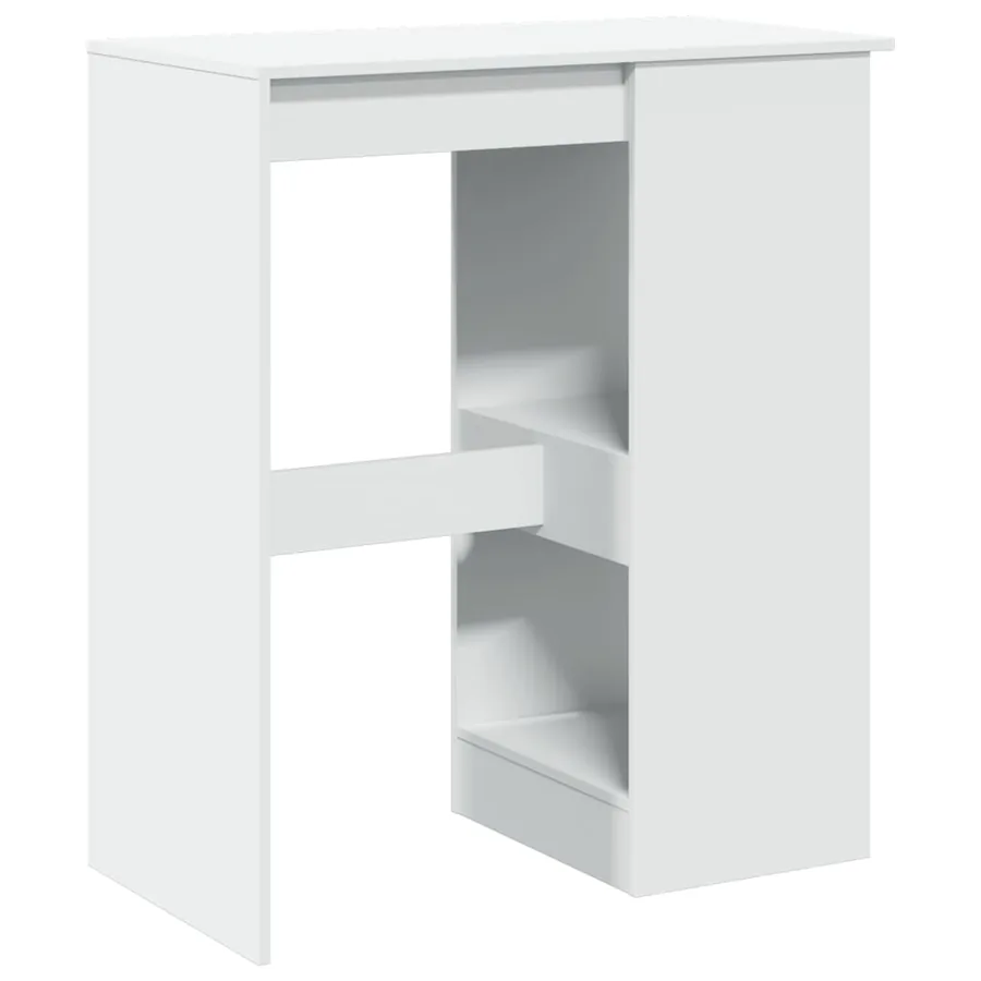 Table de bar avec étagères blanc bois d'ingénierie - 6