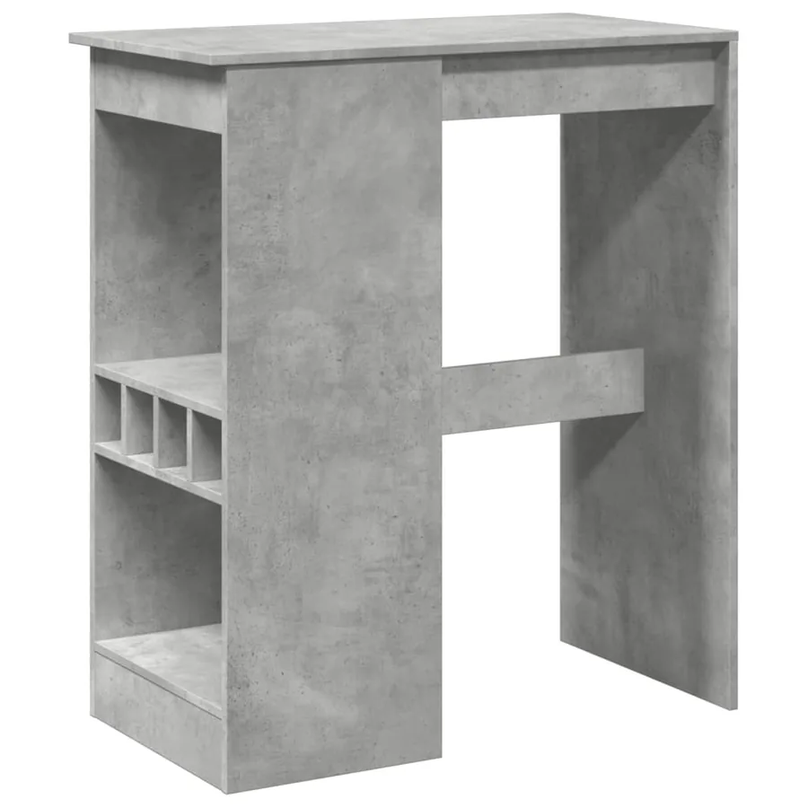 Table de bar avec étagères gris béton bois d'ingénierie - 2