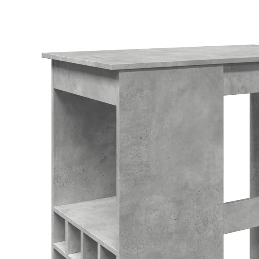 Table de bar avec étagères gris béton bois d'ingénierie - 7