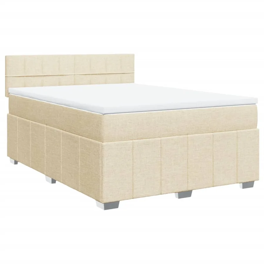Sommier à lattes de lit avec matelas Crème 140x200 cm Tissu - 3
