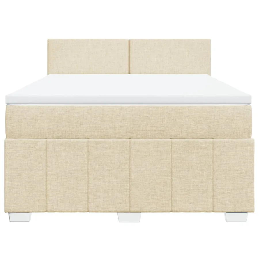Sommier à lattes de lit avec matelas Crème 140x200 cm Tissu - 6