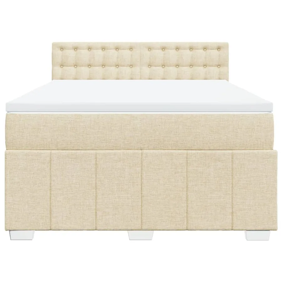Sommier à lattes de lit avec matelas Crème 140x200 cm Tissu - 4