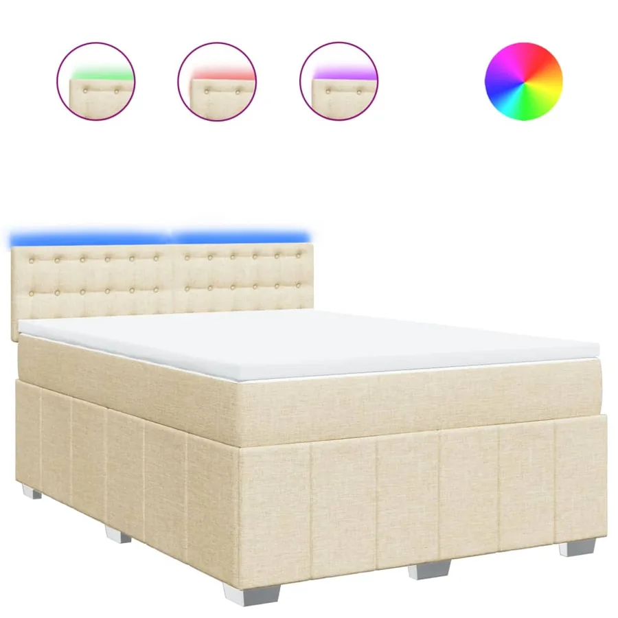 Sommier à lattes de lit avec matelas Crème 140x200 cm Tissu - 2