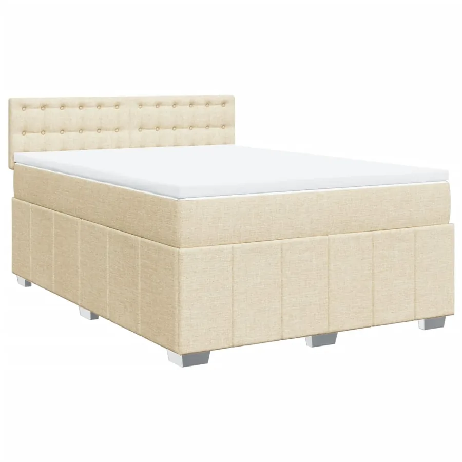 Sommier à lattes de lit avec matelas Crème 140x200 cm Tissu - 3