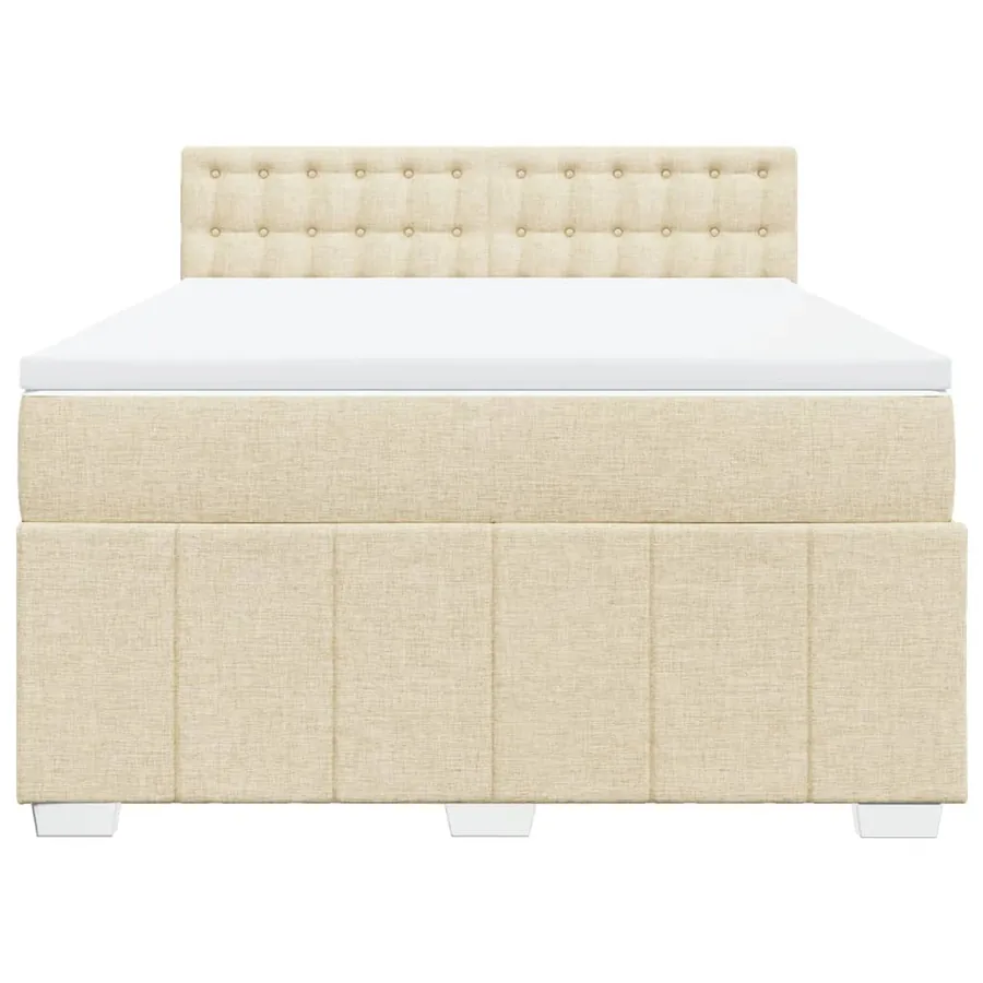 Sommier à lattes de lit avec matelas Crème 140x200 cm Tissu - 6
