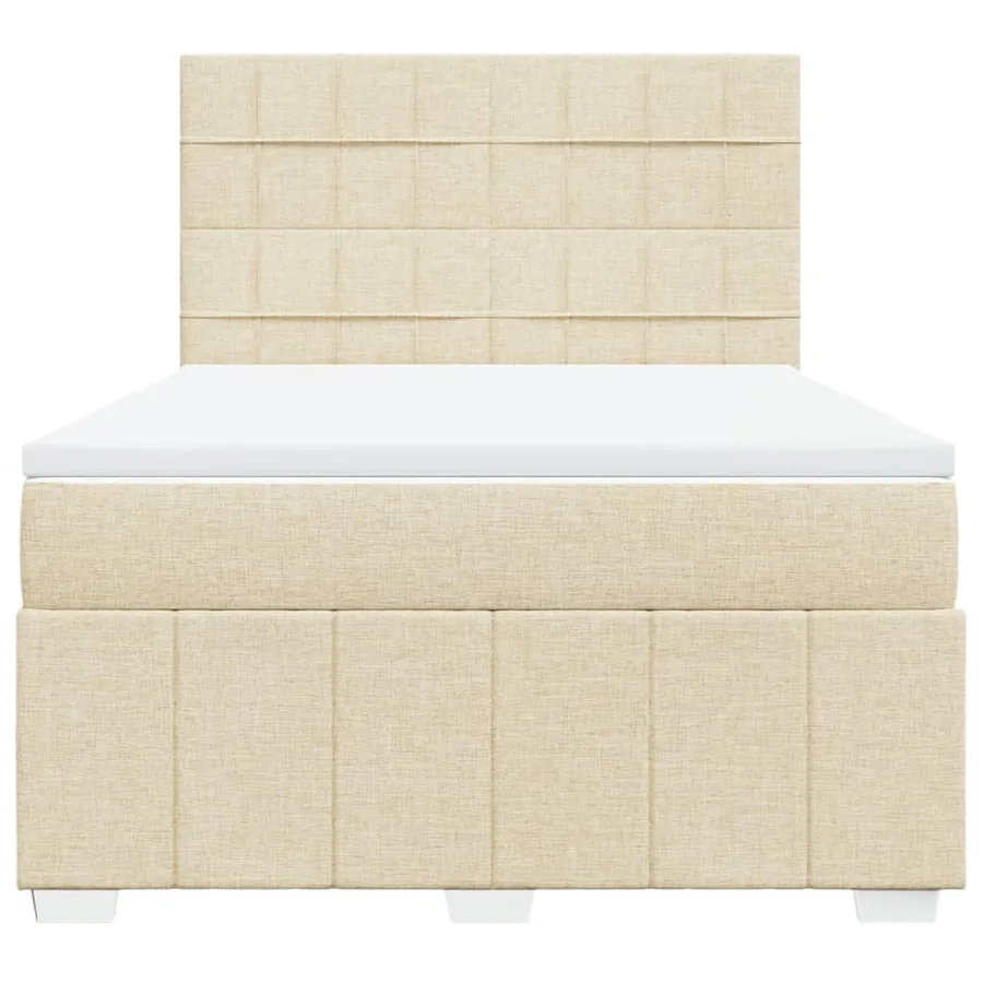 Sommier à lattes de lit avec matelas Crème 140x200 cm Tissu - 4