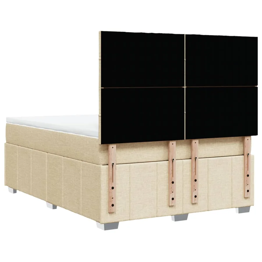 Sommier à lattes de lit avec matelas Crème 140x200 cm Tissu - 6