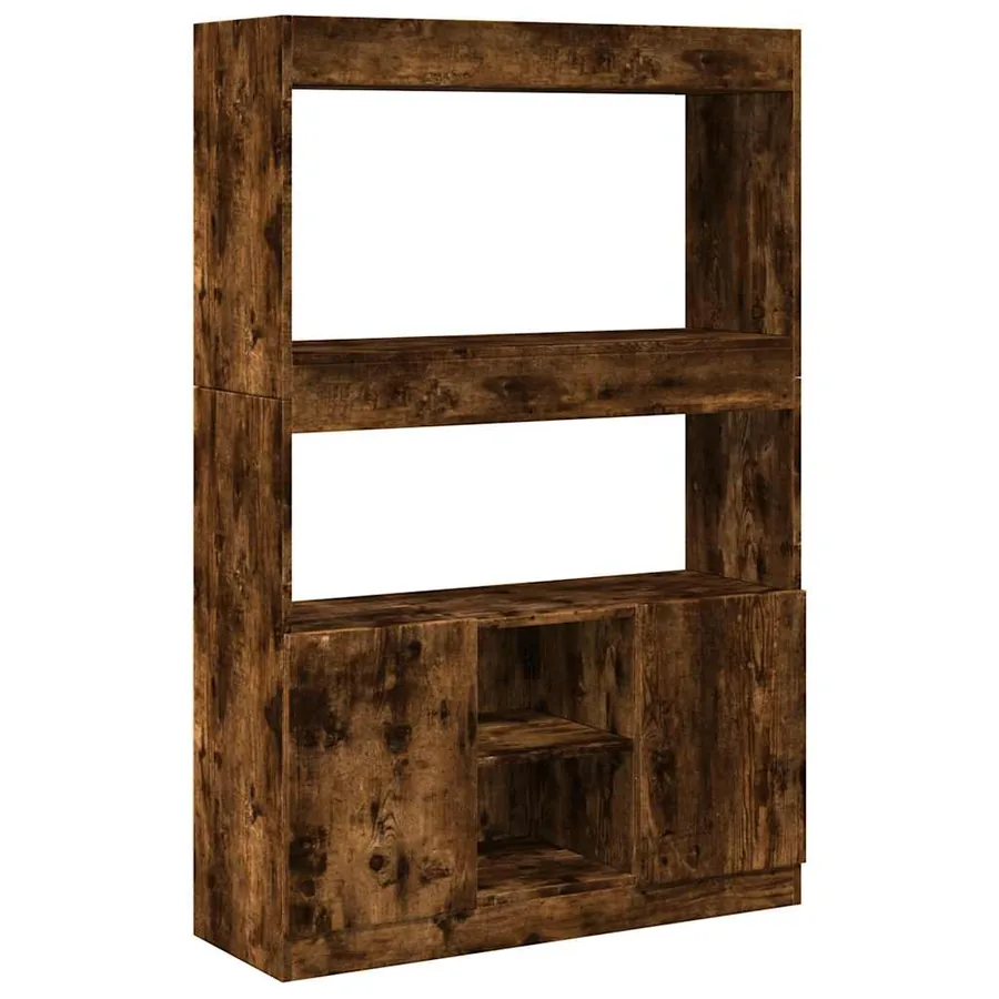 Buffet haut chêne fumé 92x33x140 cm bois d'ingénierie - 2
