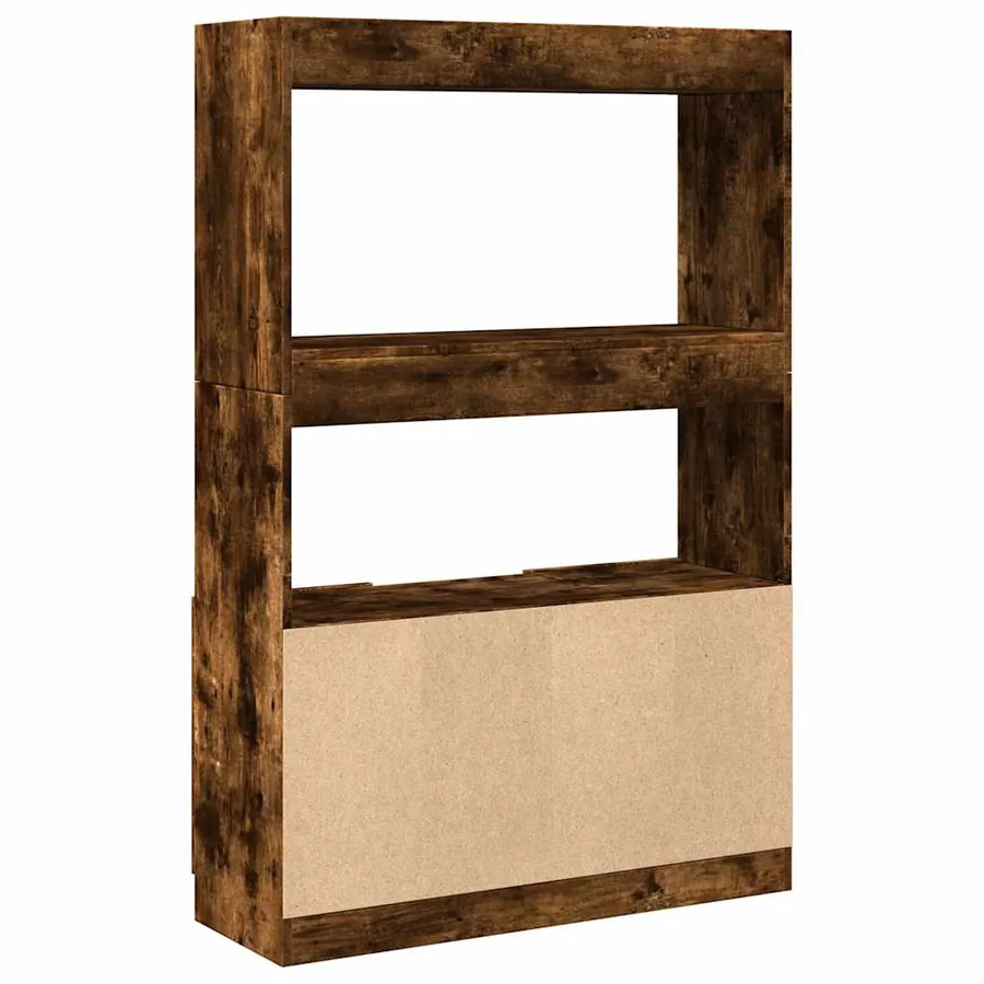 Buffet haut chêne fumé 92x33x140 cm bois d'ingénierie - 7