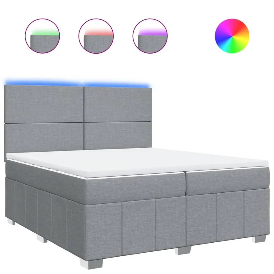 Sommier à lattes de lit avec matelas Gris clair 200x200cm Tissu - 2