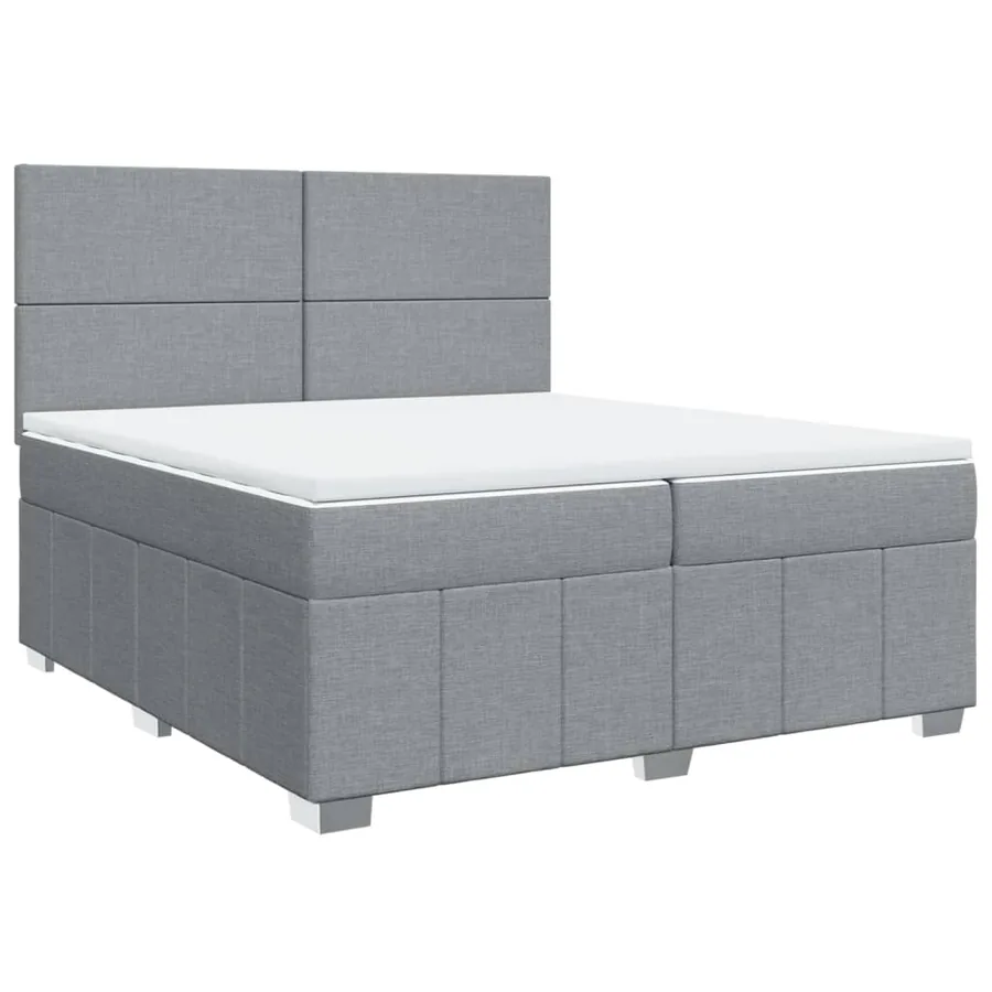 Sommier à lattes de lit avec matelas Gris clair 200x200cm Tissu - 3