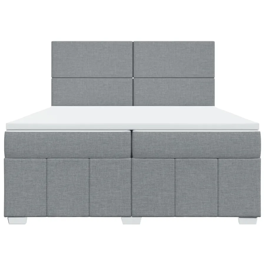 Sommier à lattes de lit avec matelas Gris clair 200x200cm Tissu - 6