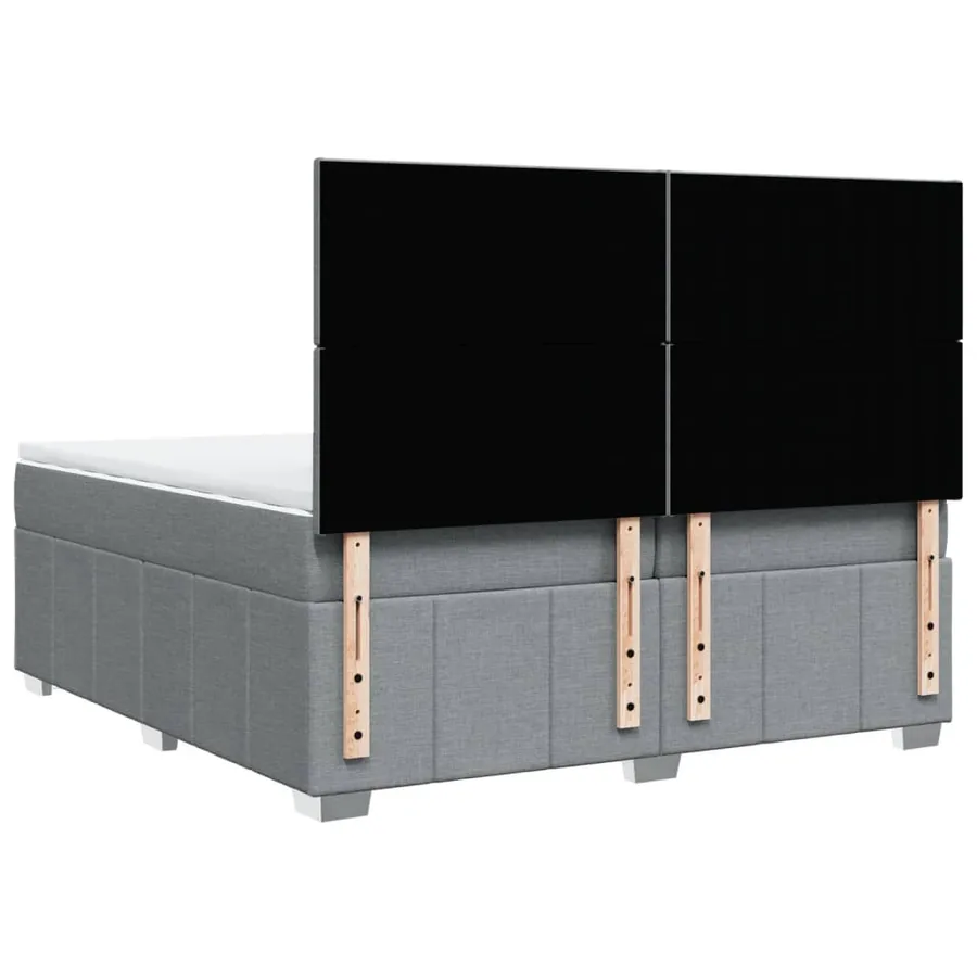 Sommier à lattes de lit avec matelas Gris clair 200x200cm Tissu - 8