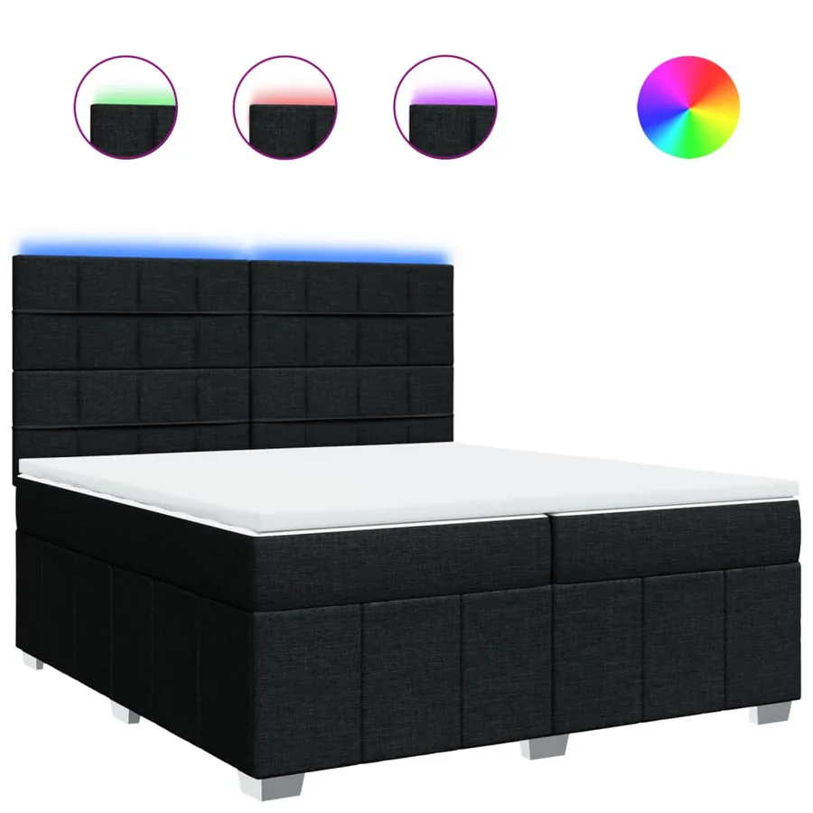 Sommier à lattes de lit avec matelas Noir 200x200 cm Tissu - 2