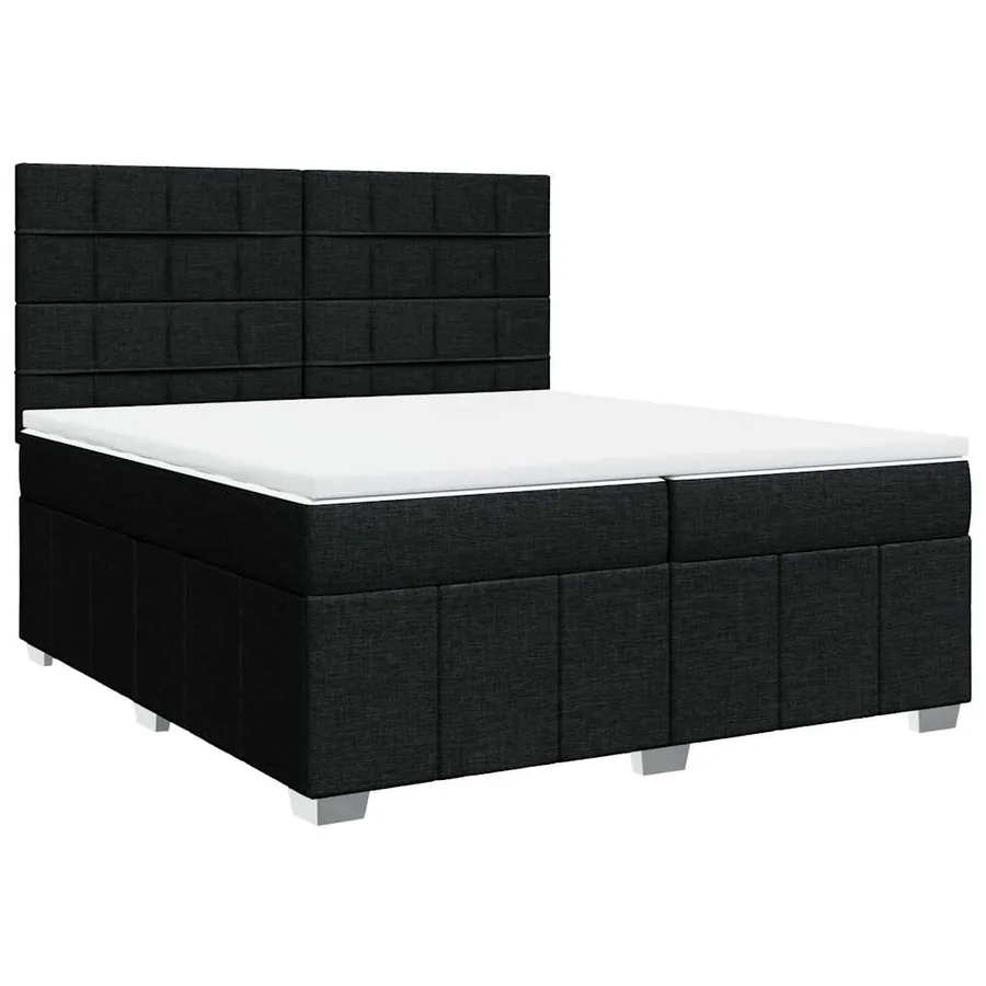 Sommier à lattes de lit avec matelas Noir 200x200 cm Tissu - 3