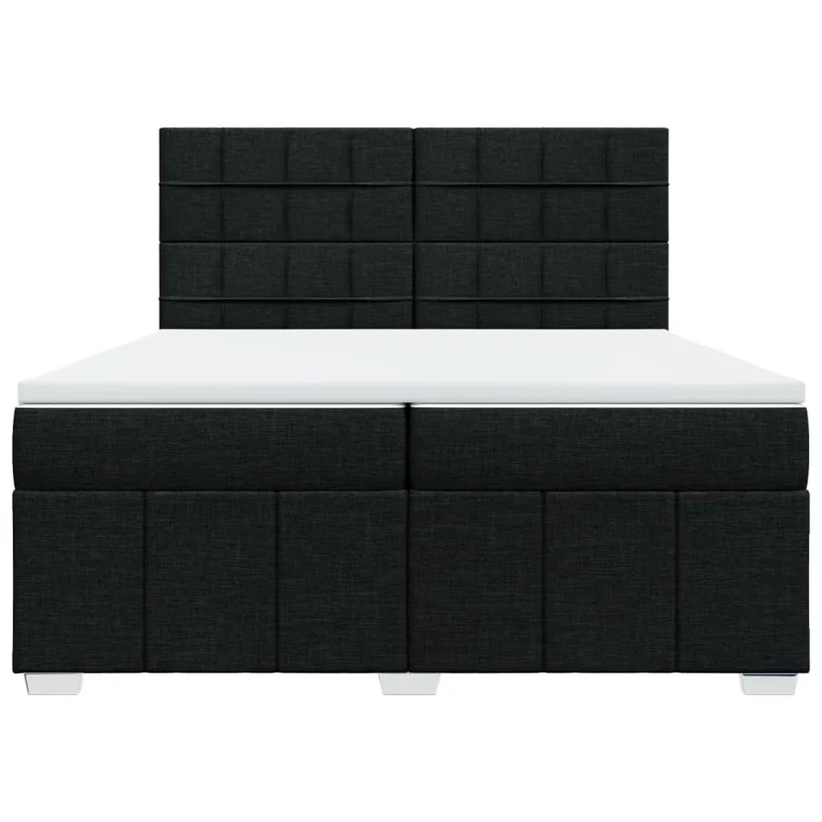 Sommier à lattes de lit avec matelas Noir 200x200 cm Tissu - 6