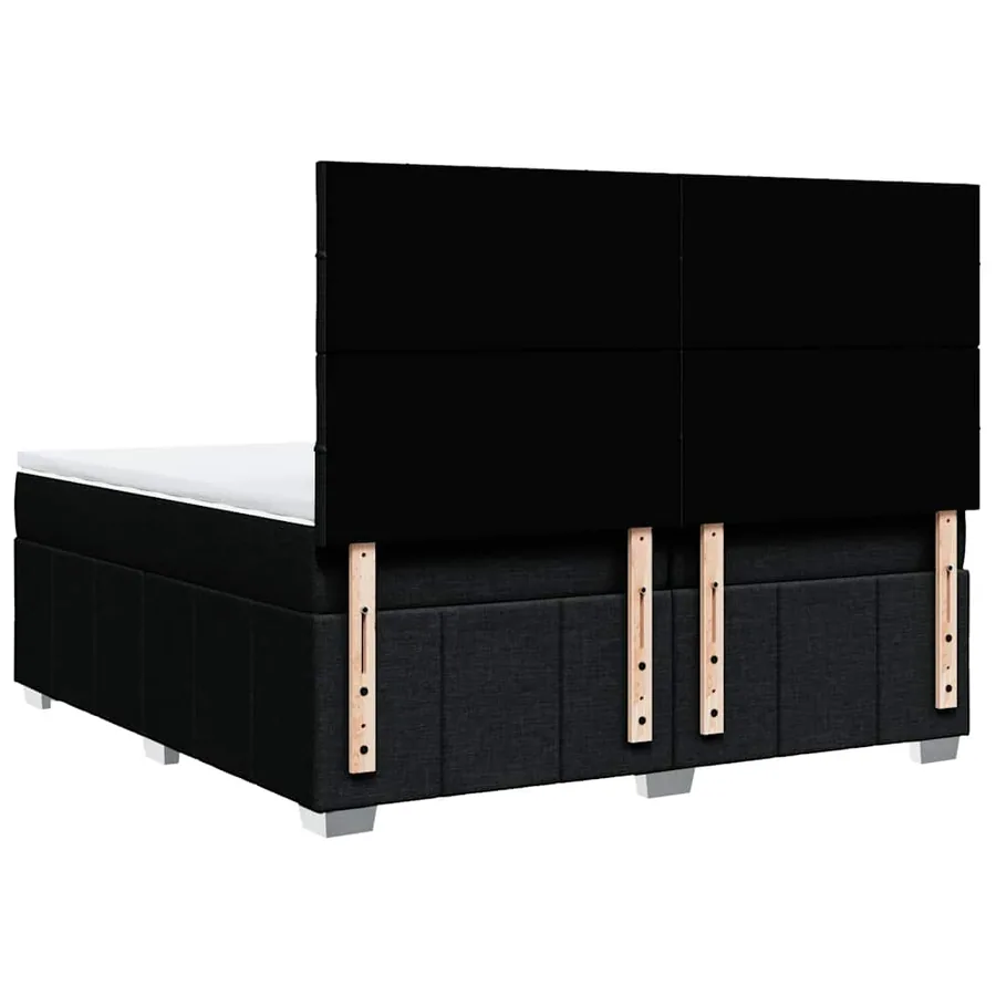 Sommier à lattes de lit avec matelas Noir 200x200 cm Tissu - 8
