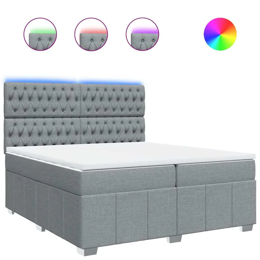 Sommier à lattes de lit avec matelas Gris clair 200x200cm Tissu - 2