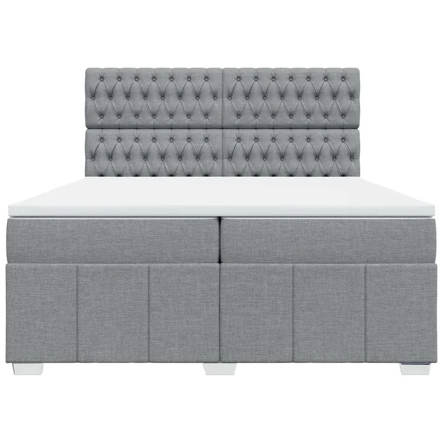 Sommier à lattes de lit avec matelas Gris clair 200x200cm Tissu - 6