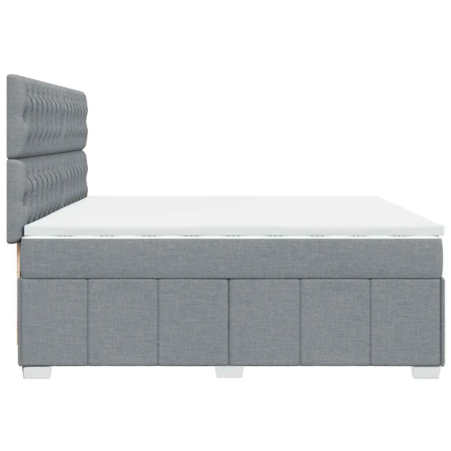 Sommier à lattes de lit avec matelas Gris clair 200x200cm Tissu - 7