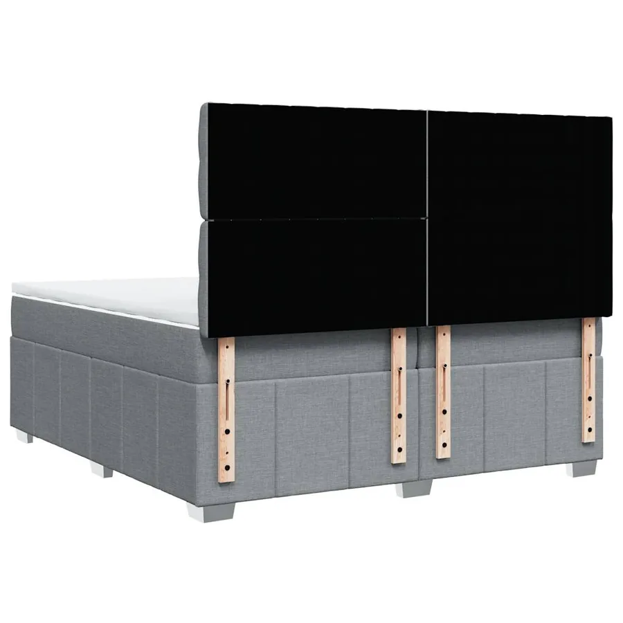 Sommier à lattes de lit avec matelas Gris clair 200x200cm Tissu - 8