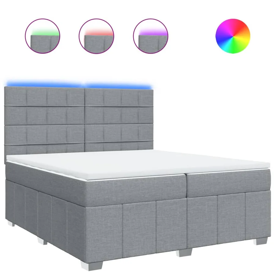 Sommier à lattes de lit avec matelas Gris clair 200x200cm Tissu - 2