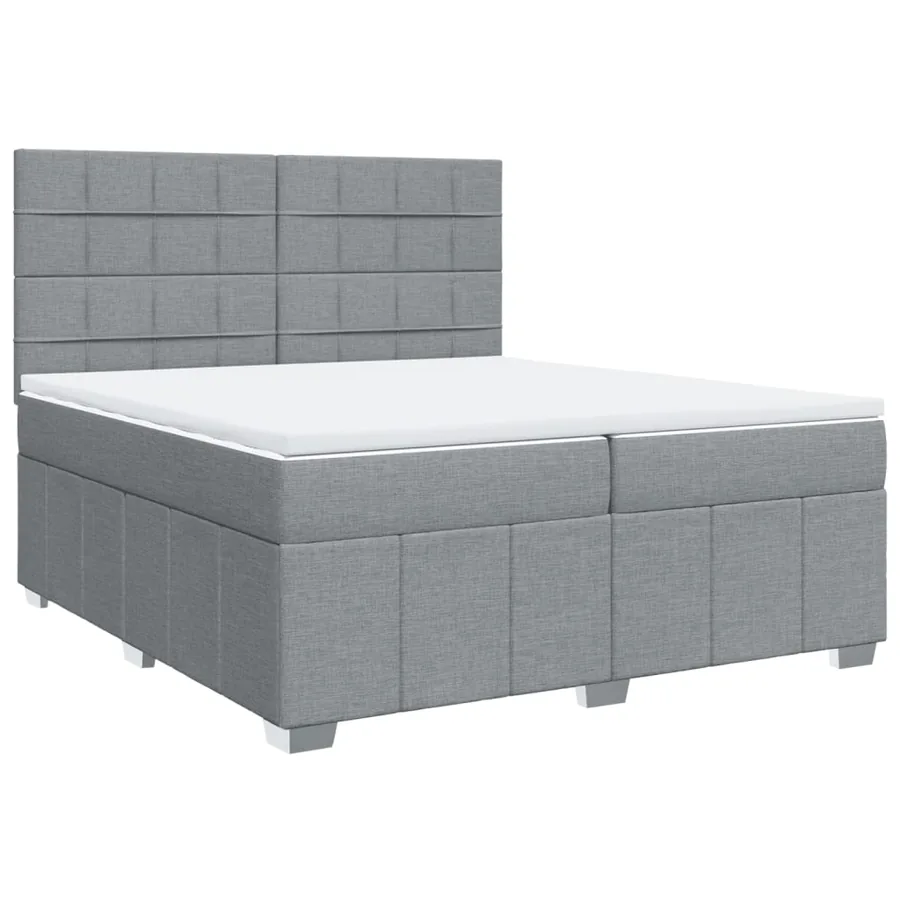 Sommier à lattes de lit avec matelas Gris clair 200x200cm Tissu - 3