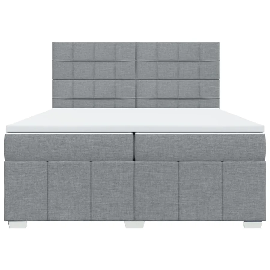 Sommier à lattes de lit avec matelas Gris clair 200x200cm Tissu - 6