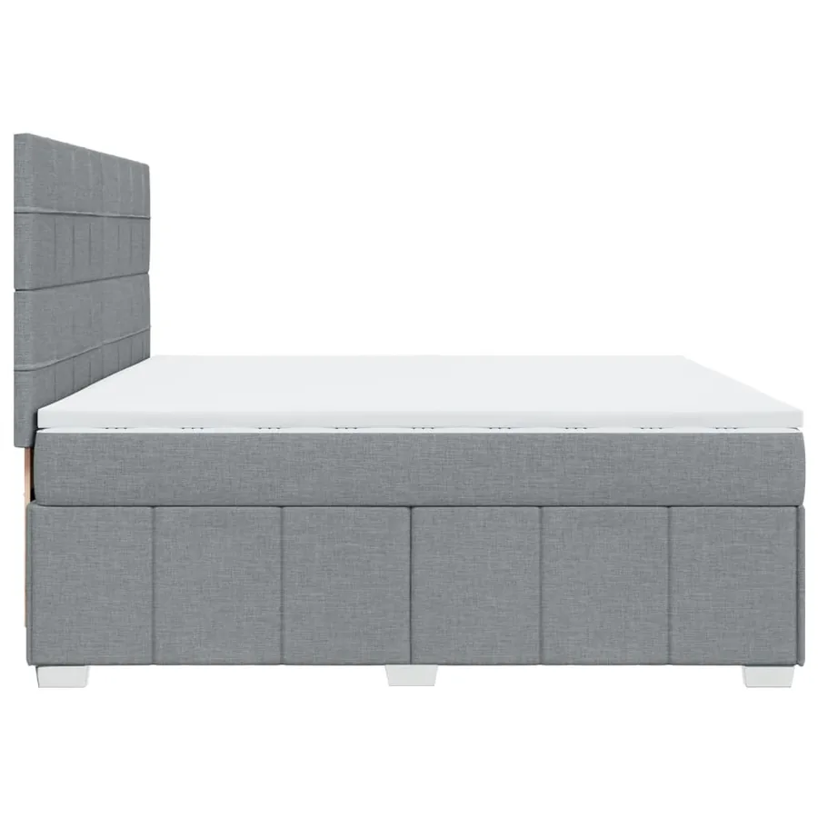 Sommier à lattes de lit avec matelas Gris clair 200x200cm Tissu - 7