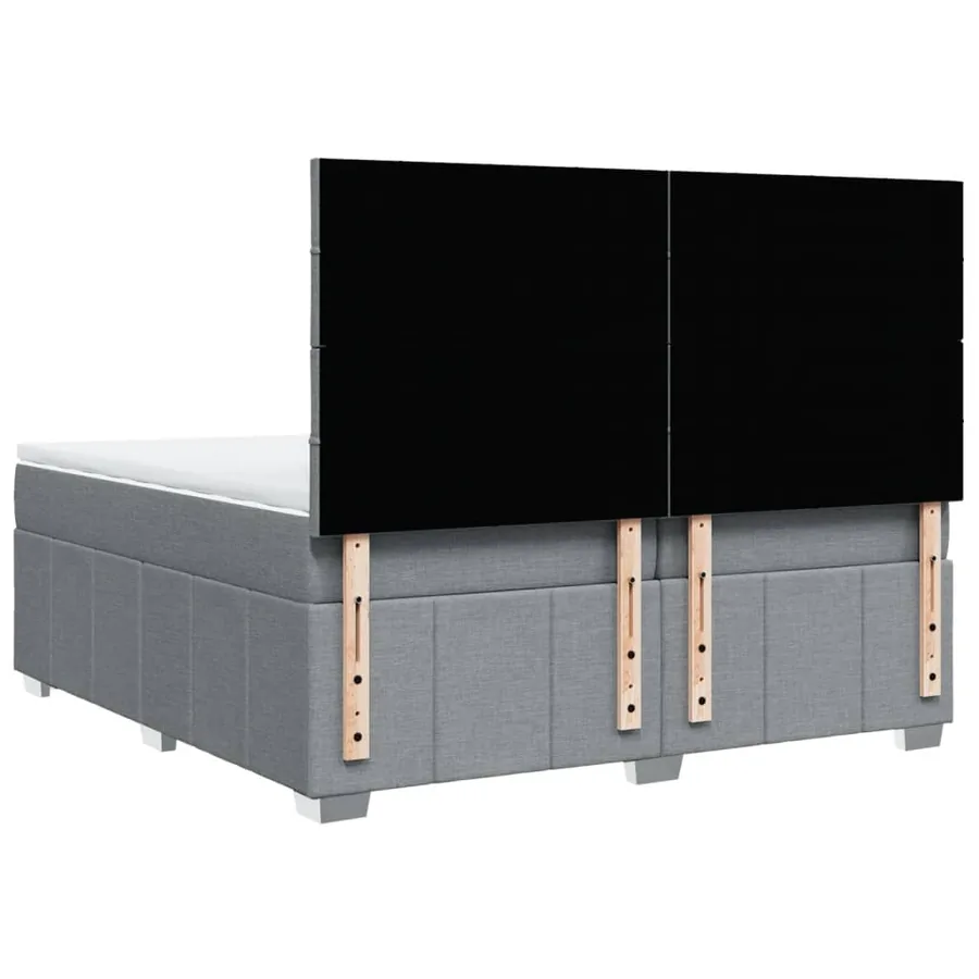 Sommier à lattes de lit avec matelas Gris clair 200x200cm Tissu - 8