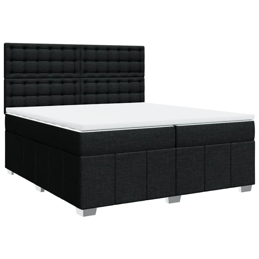 Sommier à lattes de lit avec matelas Noir 200x200 cm Tissu - 2