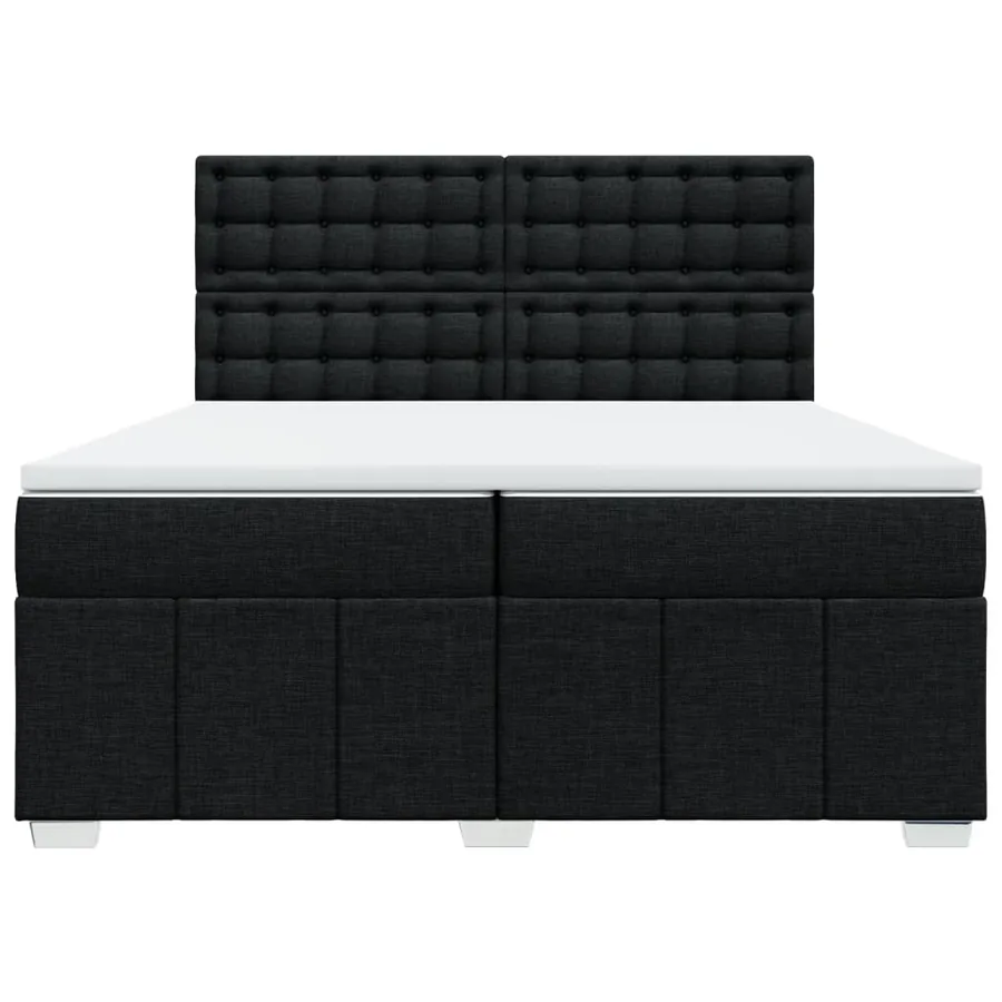 Sommier à lattes de lit avec matelas Noir 200x200 cm Tissu - 4
