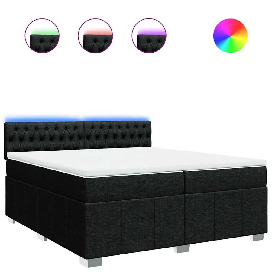 Sommier à lattes de lit avec matelas Noir 200x200 cm Tissu - 2