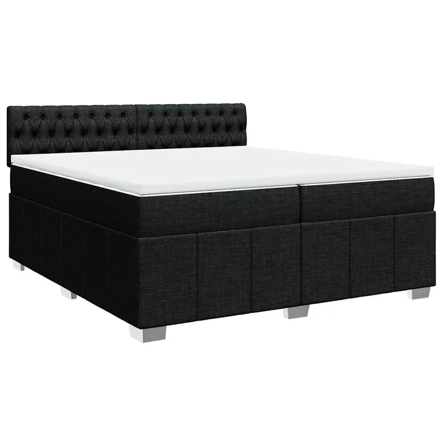 Sommier à lattes de lit avec matelas Noir 200x200 cm Tissu - 3