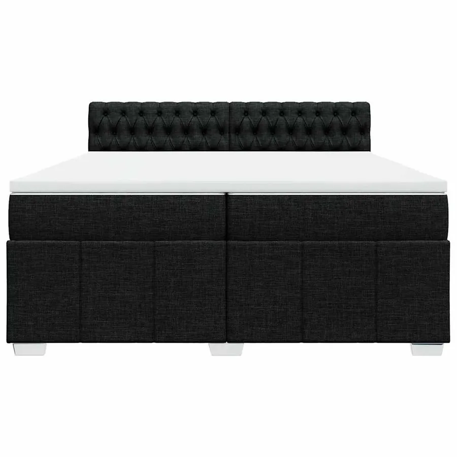Sommier à lattes de lit avec matelas Noir 200x200 cm Tissu - 6
