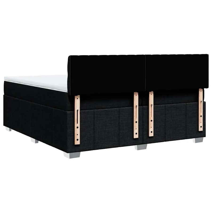 Sommier à lattes de lit avec matelas Noir 200x200 cm Tissu - 8