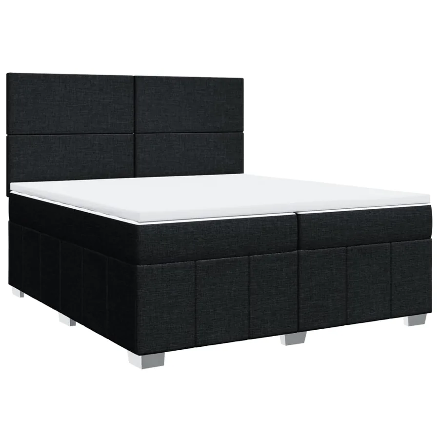 Sommier à lattes de lit avec matelas Noir 200x200 cm Tissu - 2