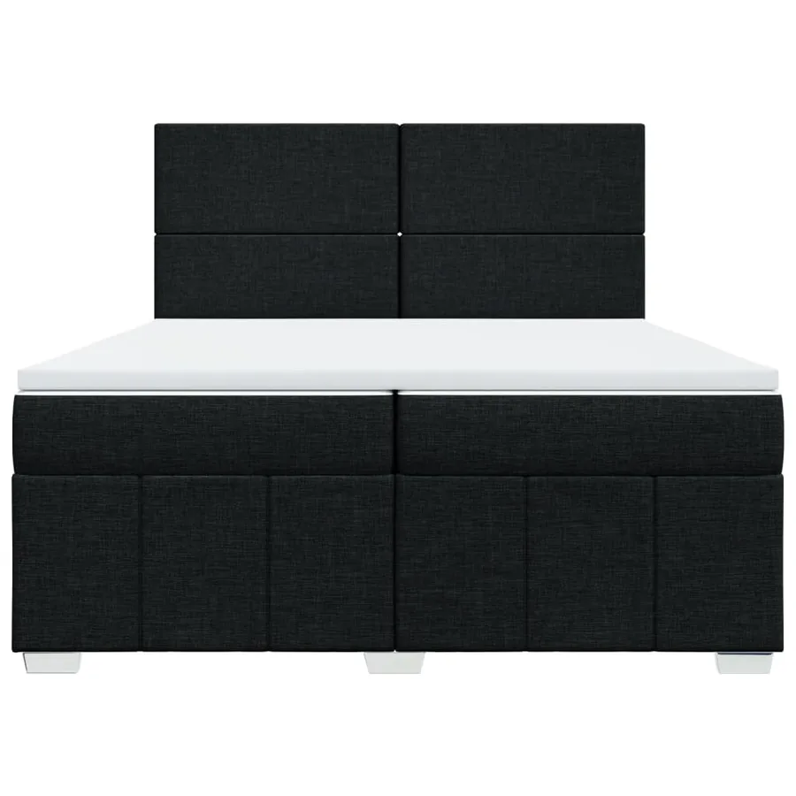 Sommier à lattes de lit avec matelas Noir 200x200 cm Tissu - 4