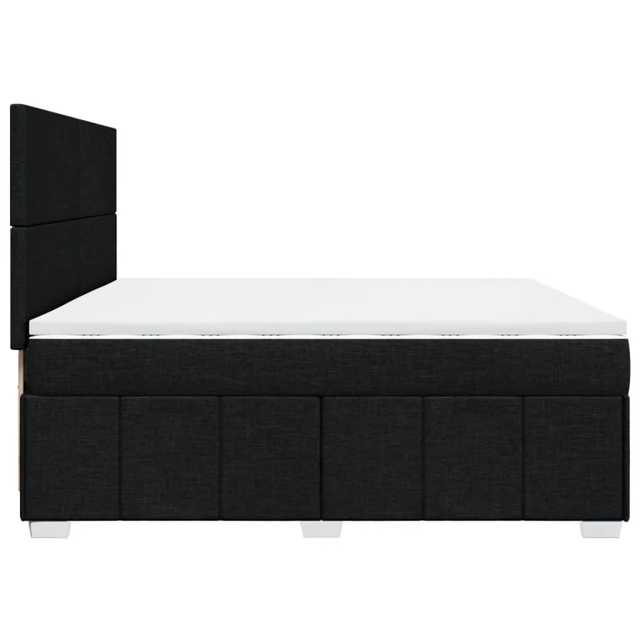 Sommier à lattes de lit avec matelas Noir 200x200 cm Tissu - 5