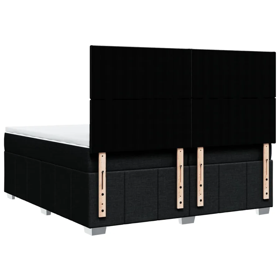 Sommier à lattes de lit avec matelas Noir 200x200 cm Tissu - 6