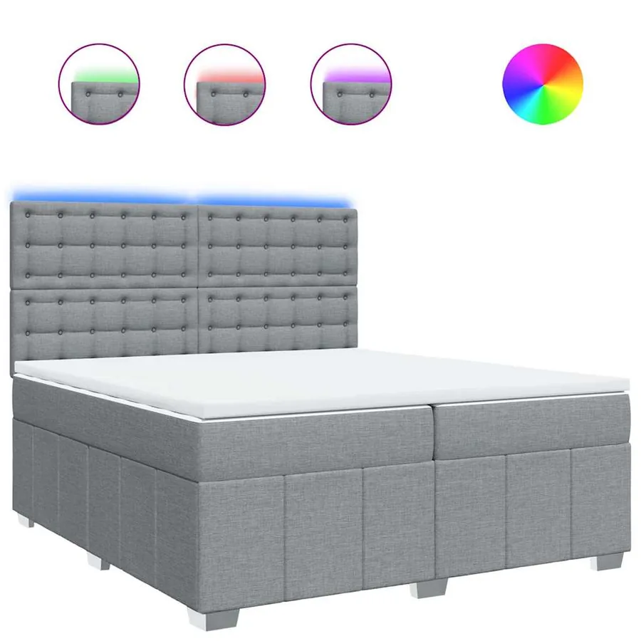 Sommier à lattes de lit avec matelas Gris clair 200x200cm Tissu - 2
