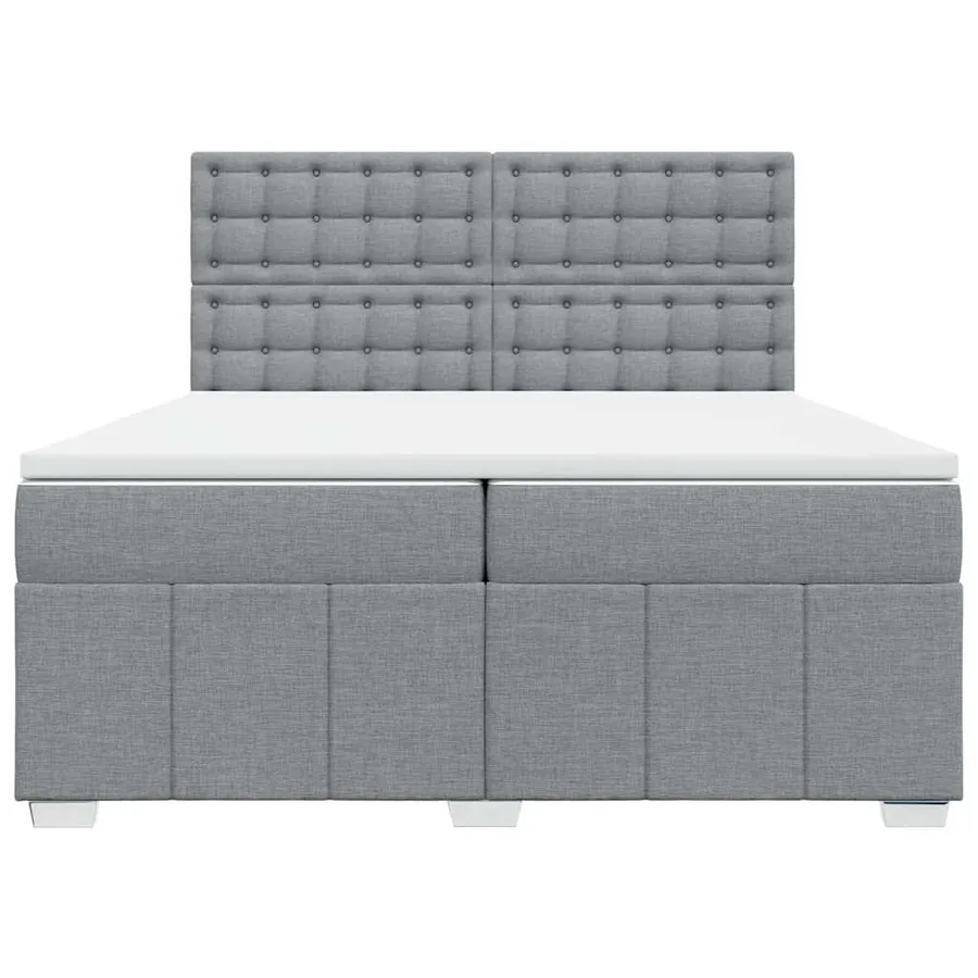 Sommier à lattes de lit avec matelas Gris clair 200x200cm Tissu - 6
