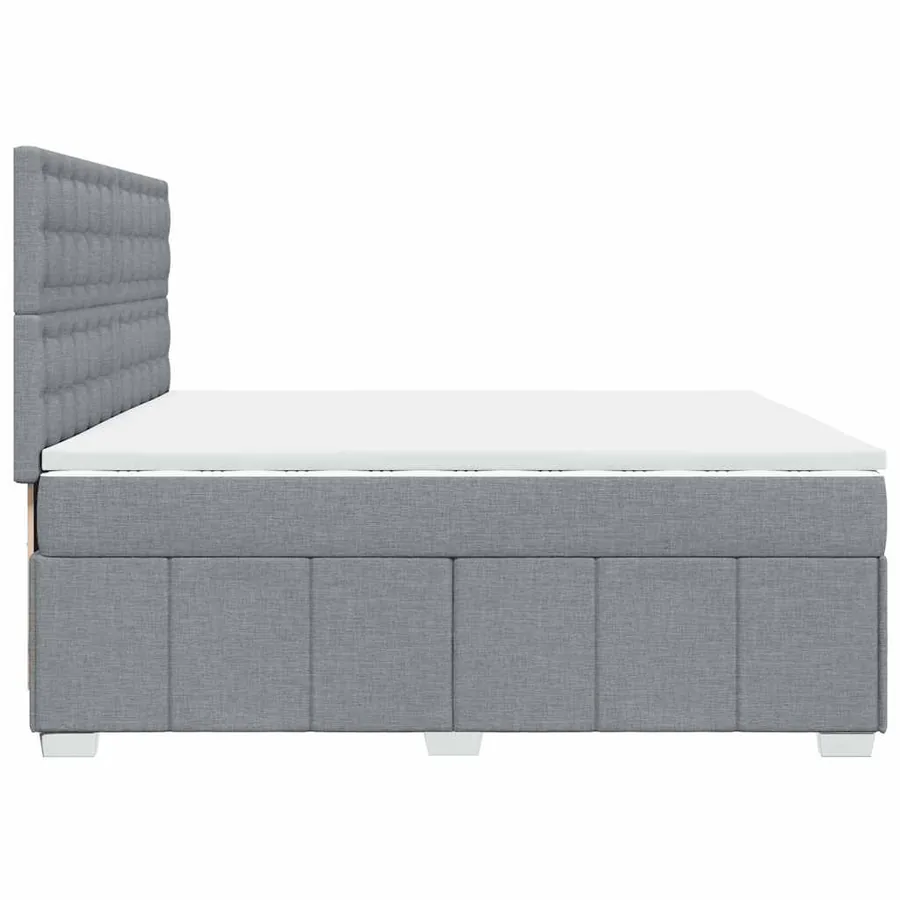 Sommier à lattes de lit avec matelas Gris clair 200x200cm Tissu - 7