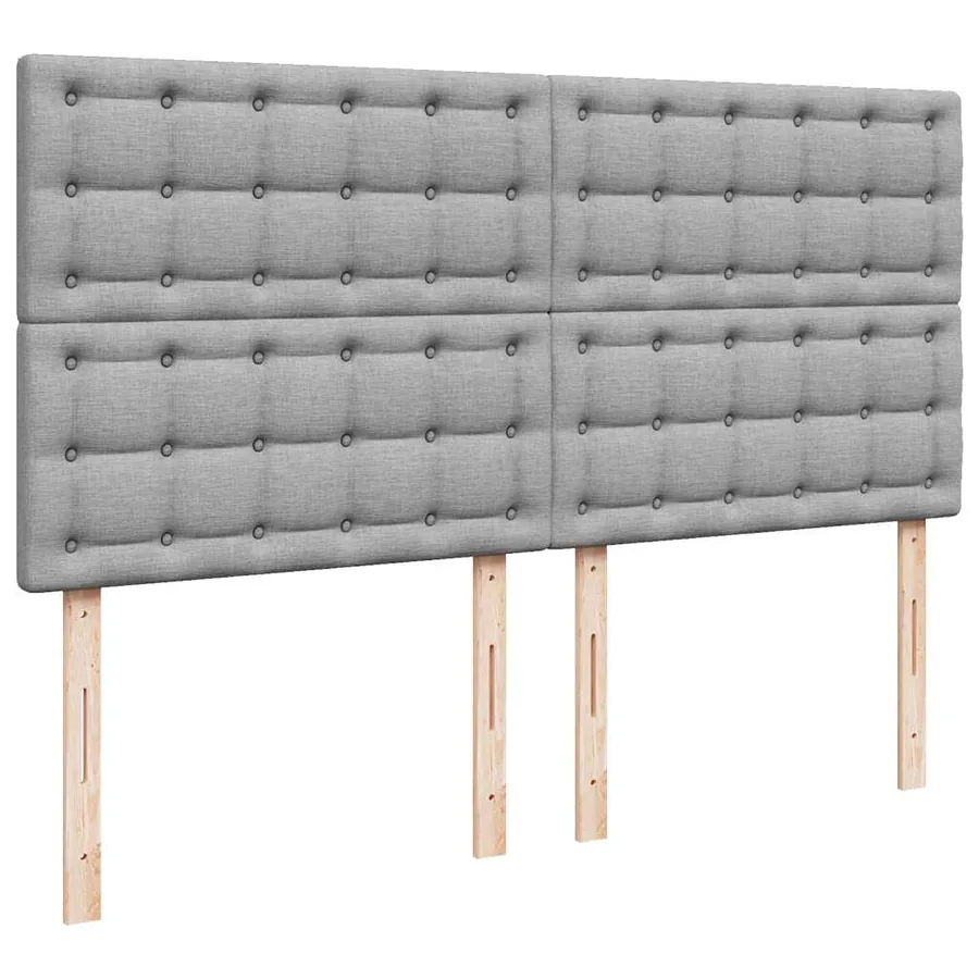 Sommier à lattes de lit avec matelas Gris clair 200x200cm Tissu - 9
