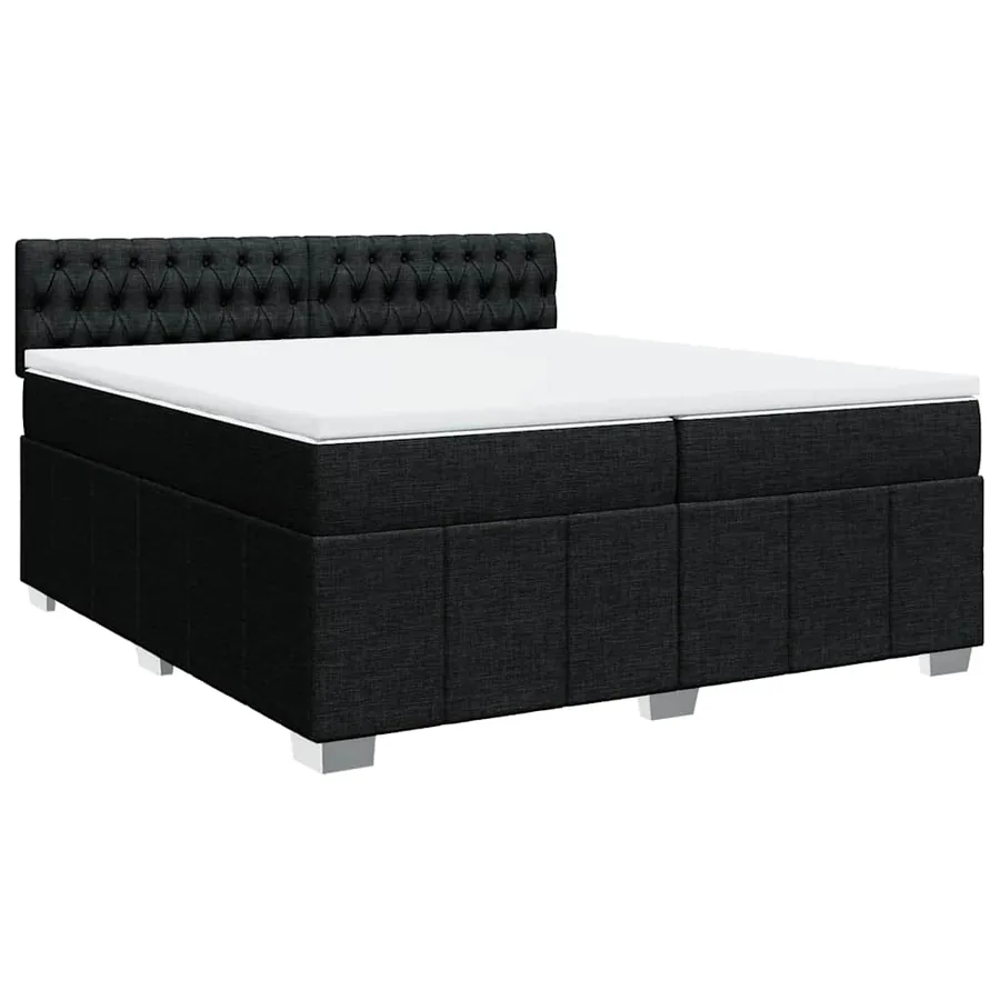 Sommier à lattes de lit avec matelas Noir 200x200 cm Tissu - 2