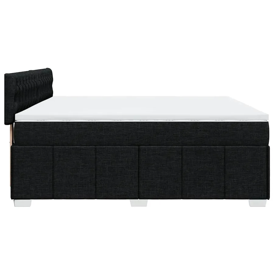 Sommier à lattes de lit avec matelas Noir 200x200 cm Tissu - 5