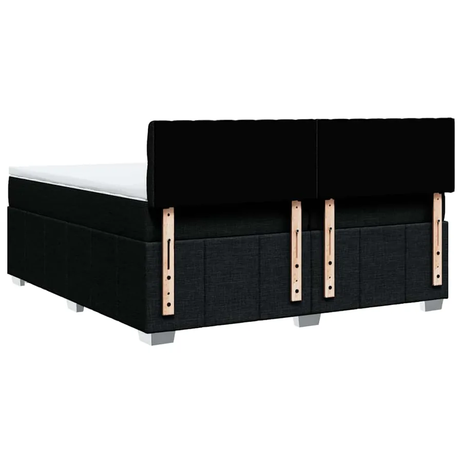 Sommier à lattes de lit avec matelas Noir 200x200 cm Tissu - 6