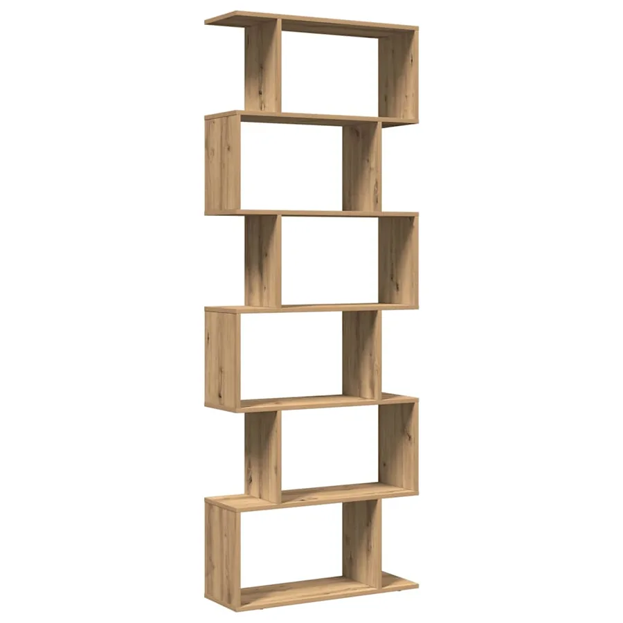 Étagère séparatrice de pièce à 6 niveaux chêne artisanal - 6