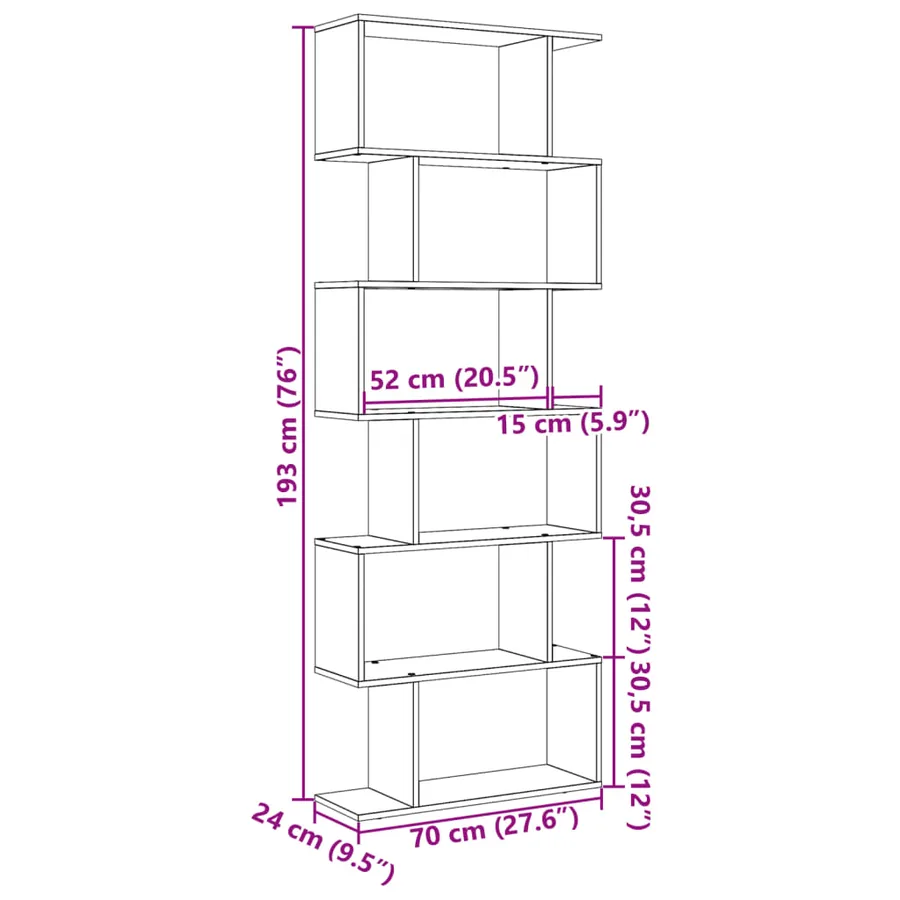 Étagère séparatrice de pièce à 6 niveaux blanc 70x24x193 cm - 11